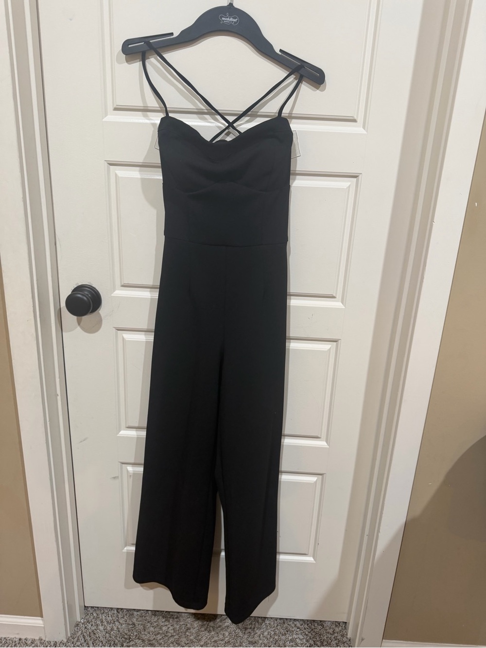 Speechless Black Crisscross Strap Wide-Leg Jumpsuit
